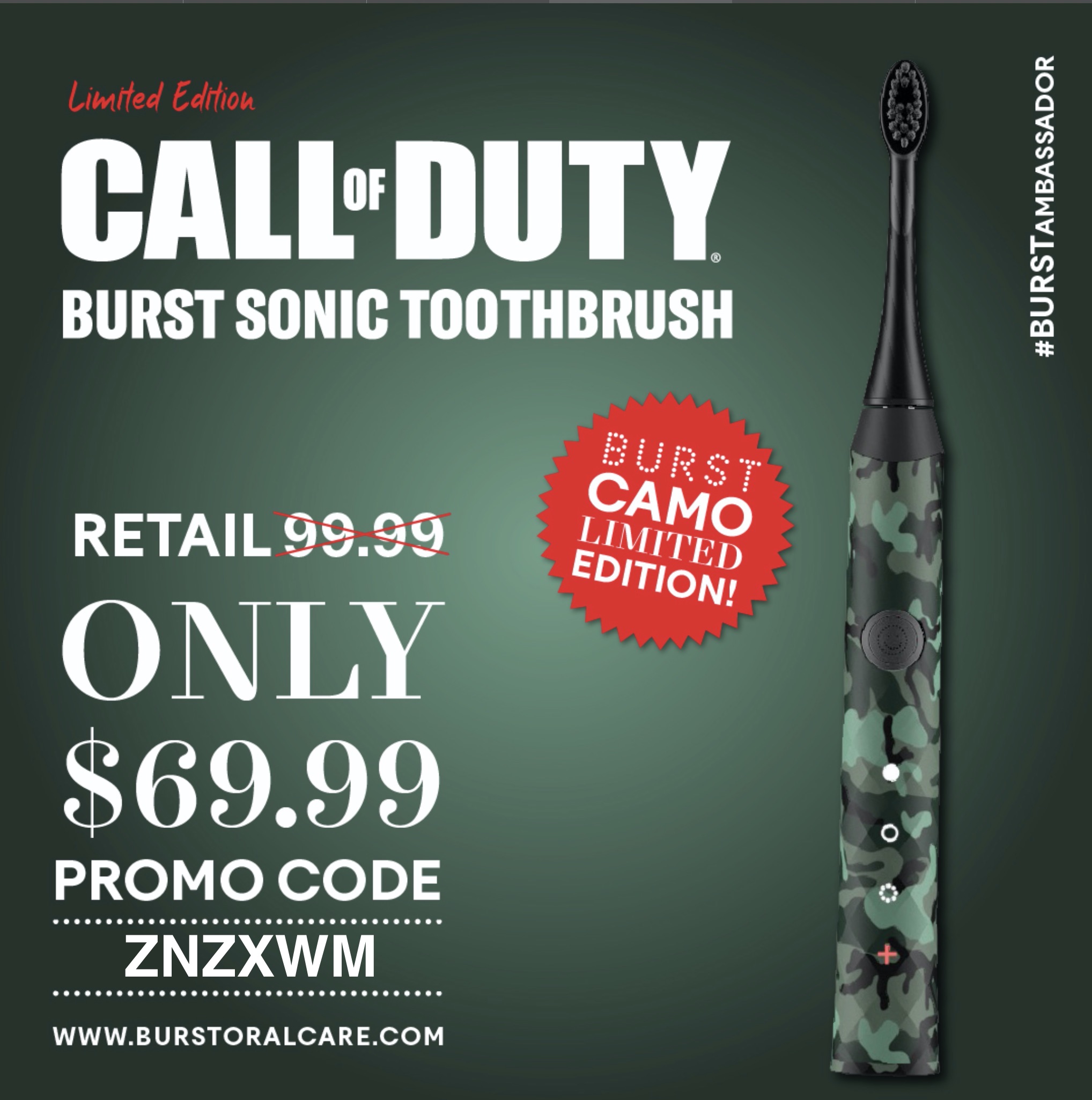 Burat Electric Toothbrush Call of Duty coupon Code